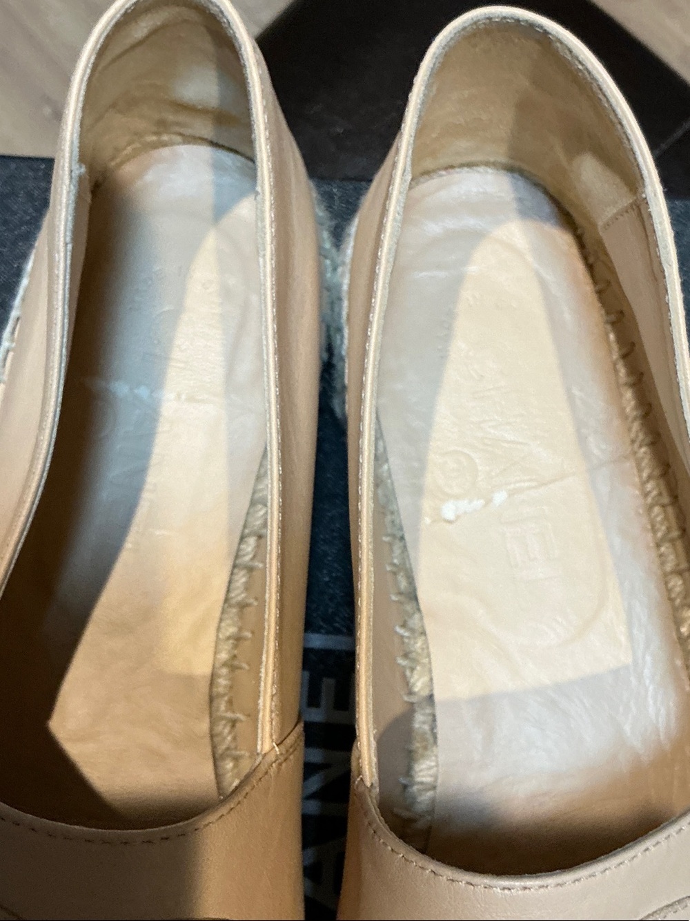 CHANEL Beige and Black Lambskin Leather Espadrilles - Picture 4 of 9